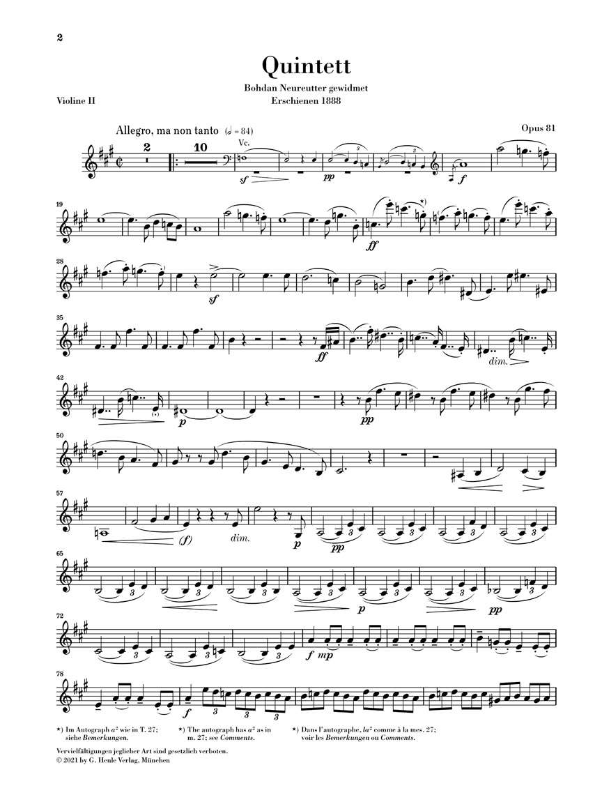 Anderes Coverbild Klavierquintett A-dur op. 81