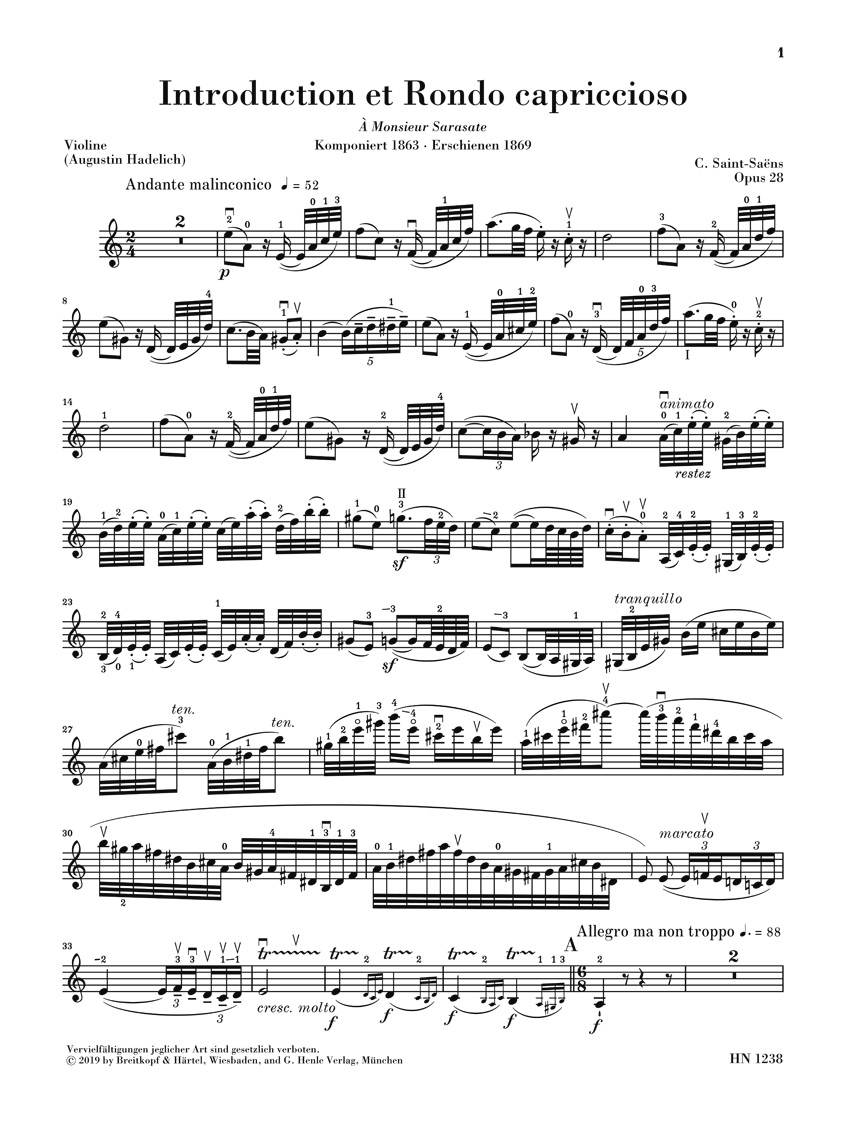 Anderes Coverbild Introduction et Rondo capriccioso für Violine und Orchester op. 28