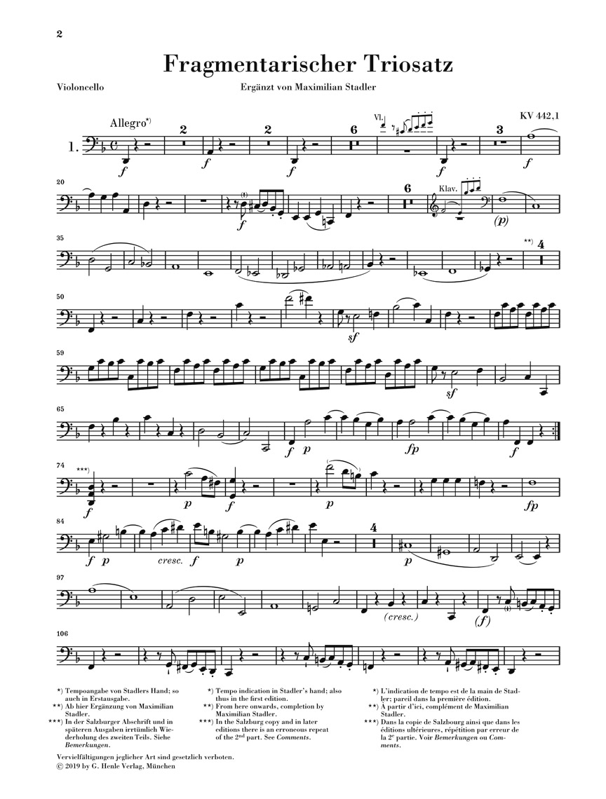 Anderes Coverbild Drei Sätze für Klaviertrio