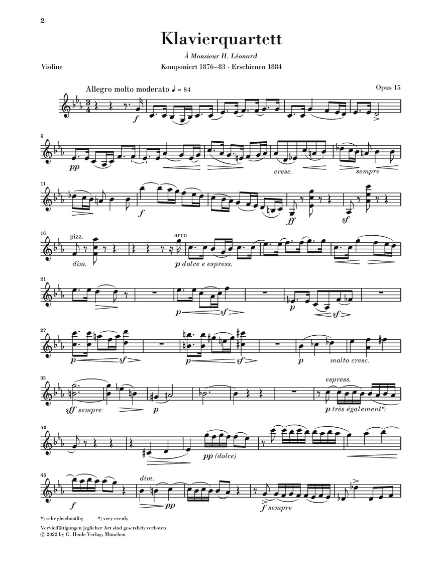Anderes Coverbild Klavierquartett Nr. 1 c-moll op. 15