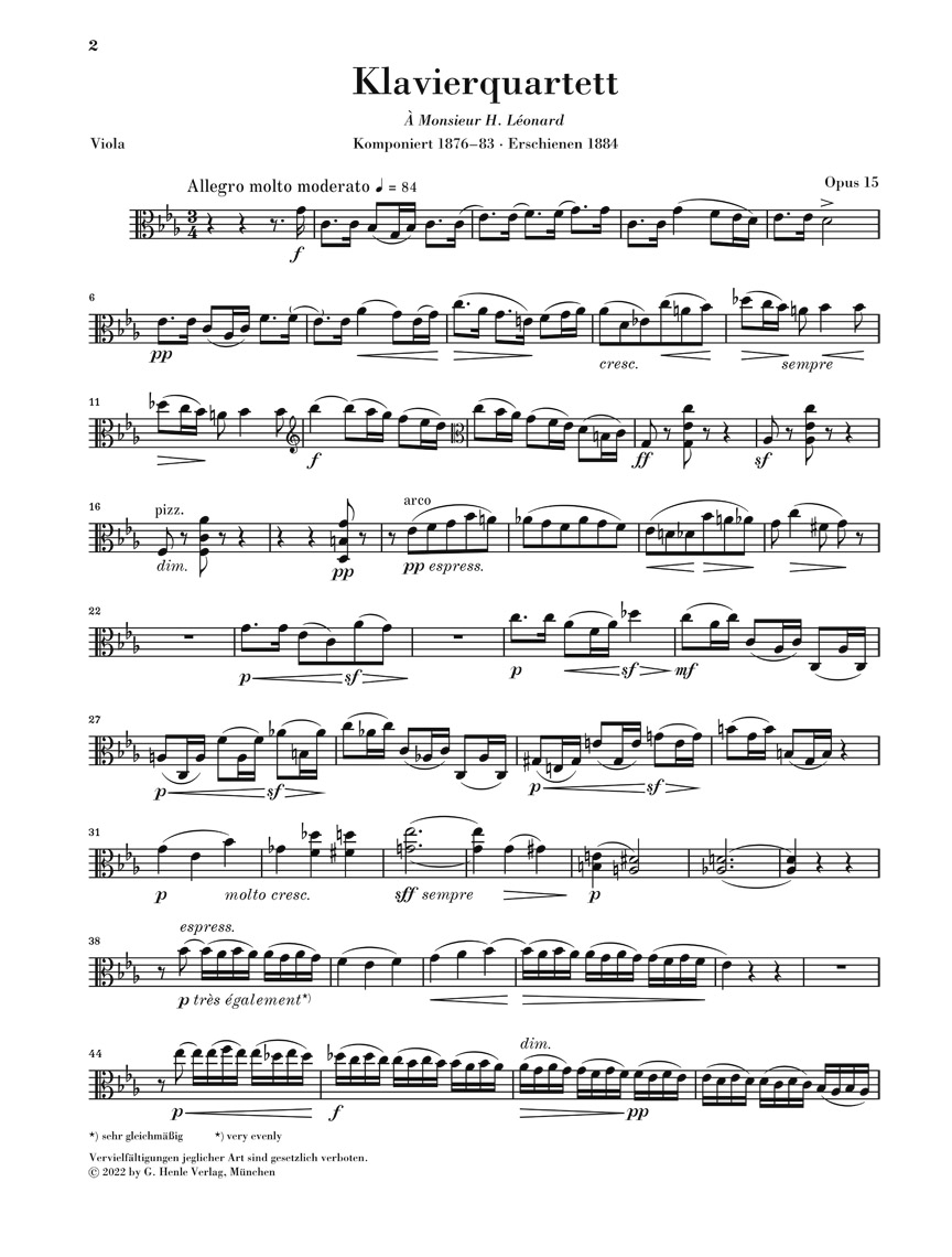 Anderes Coverbild Klavierquartett Nr. 1 c-moll op. 15