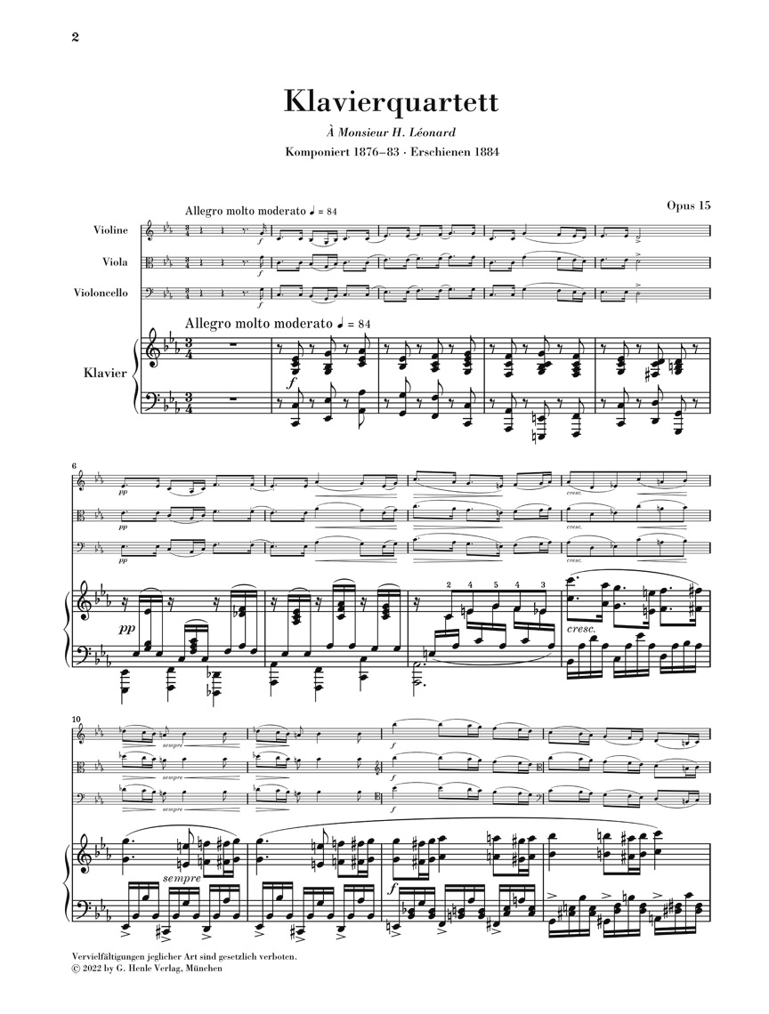 Anderes Coverbild Klavierquartett Nr. 1 c-moll op. 15