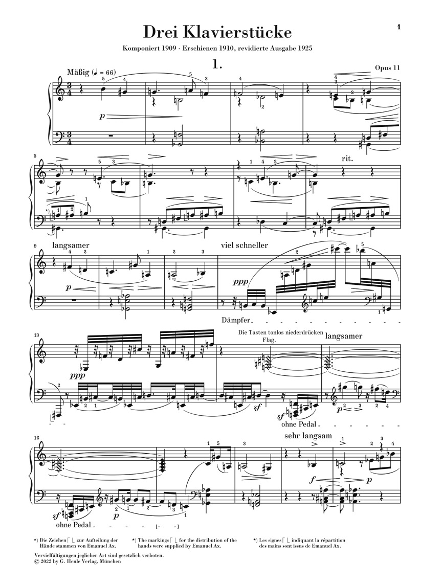 Anderes Coverbild Drei Klavierstücke op. 11