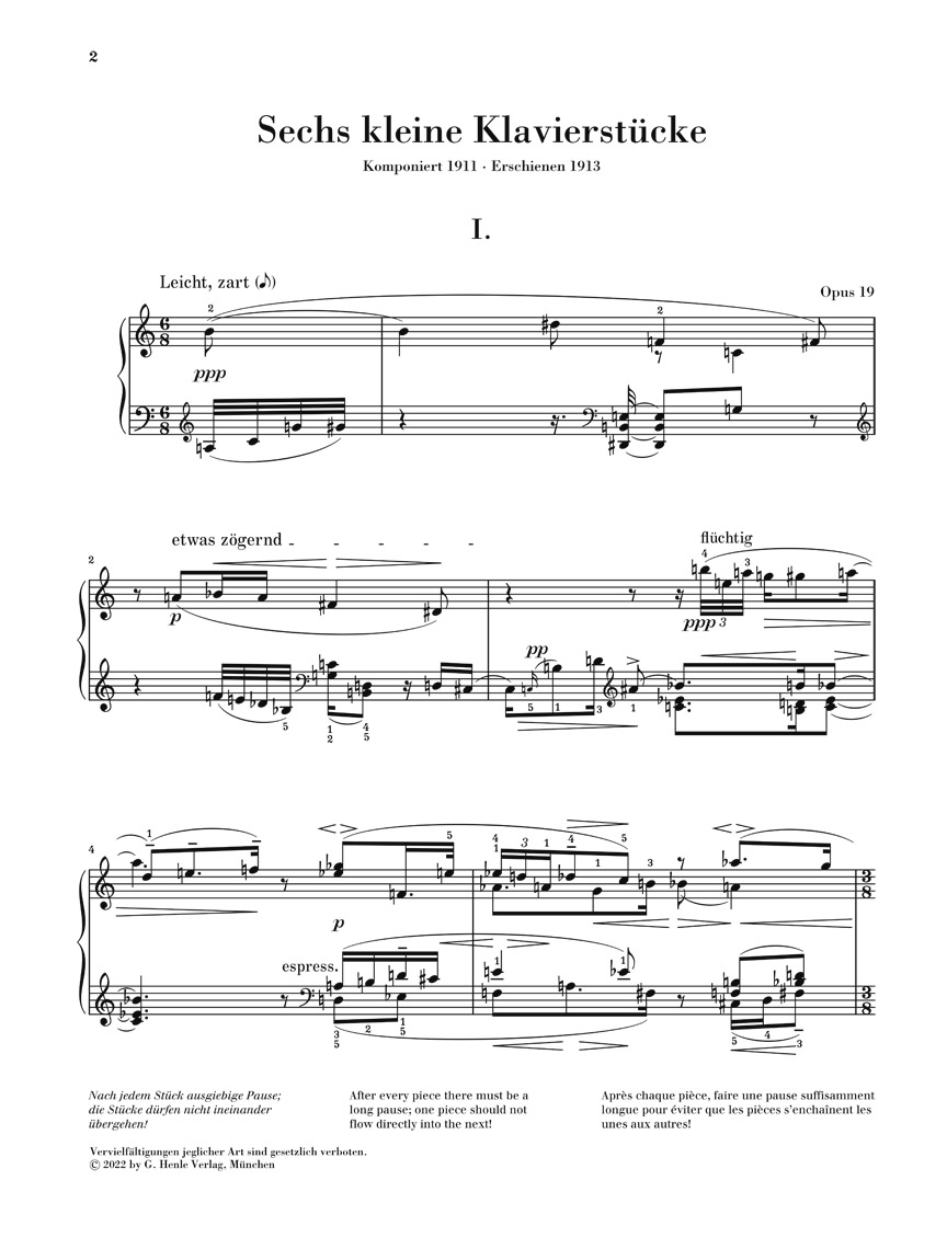 Anderes Coverbild Sechs kleine Klavierstücke op. 19