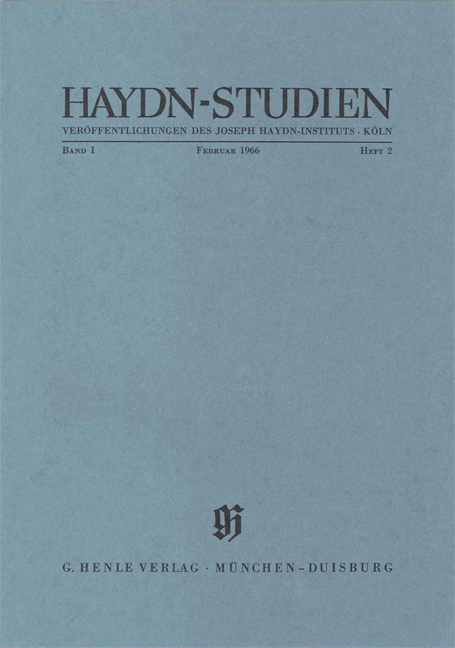 Vorderes Coverbild Haydn-Studien Februar 1966