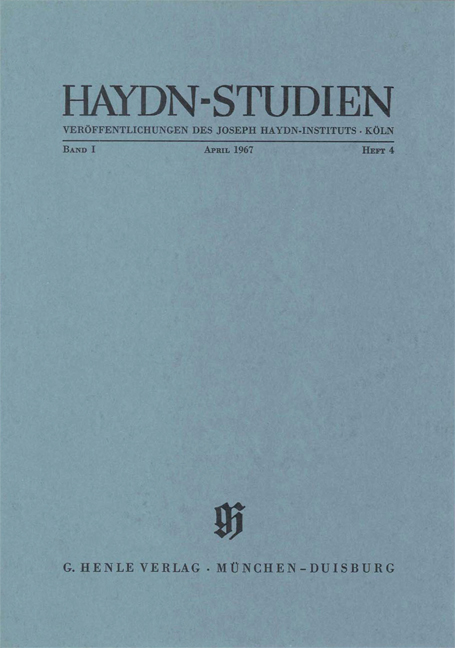Vorderes Coverbild Haydn-Studien April 1967