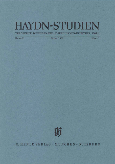 Vorderes Coverbild Haydn-Studien März 1969