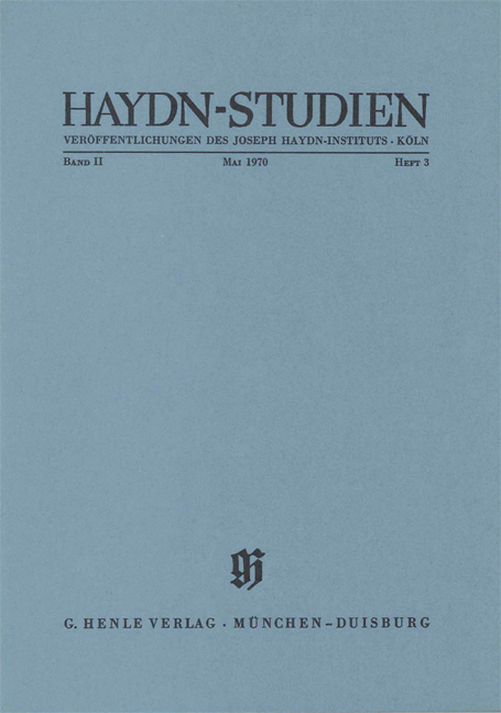 Vorderes Coverbild Haydn-Studien Mai 1970