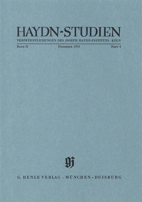 Vorderes Coverbild Haydn-Studien Dezember 1970