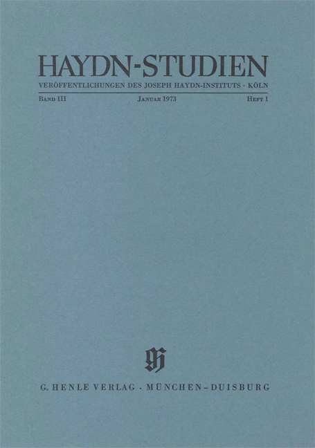 Vorderes Coverbild Haydn-Studien Januar 1973