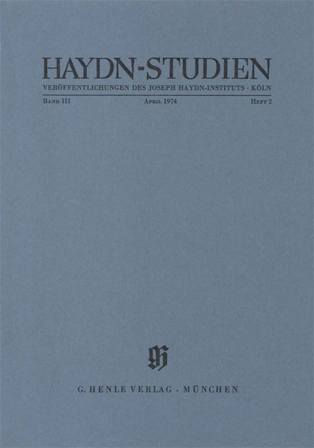 Vorderes Coverbild Haydn-Studien April 1974