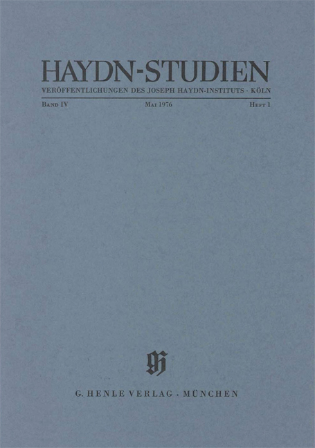 Vorderes Coverbild Haydn-Studien Mai 1976
