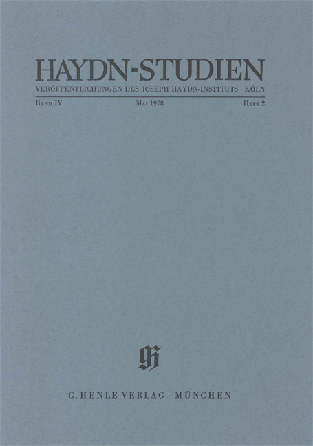 Vorderes Coverbild Haydn-Studien Mai 1978