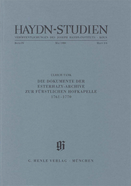 Vorderes Coverbild Haydn-Studien Bd. 4 Heft 3/4