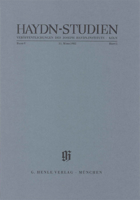 Vorderes Coverbild Haydn-Studien März 1982.