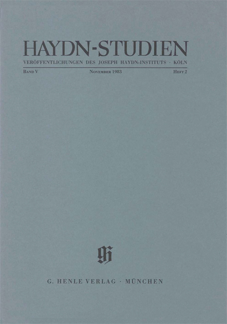 Vorderes Coverbild Haydn-Studien November 1983