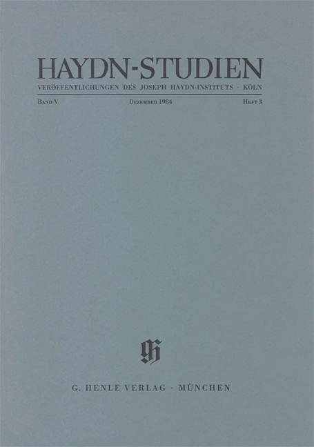 Vorderes Coverbild Haydn-Studien Dezember 1984