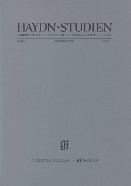 Vorderes Coverbild Haydn-Studien Dezember 1986