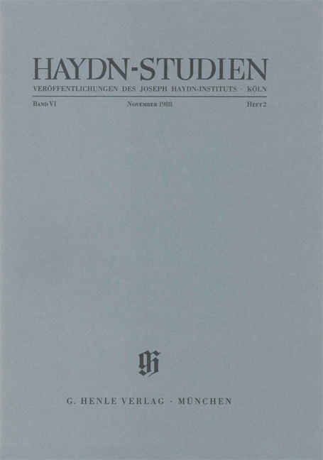 Vorderes Coverbild Haydn-Studien November 1988