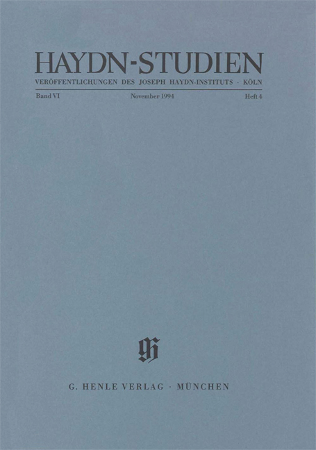 Vorderes Coverbild Haydn-Studien November 1994