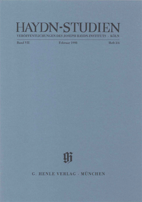 Vorderes Coverbild Haydn-Studien Februar 1998
