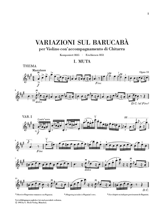 Anderes Coverbild Variationen über Barucabà op. 14 für Violine und Gitarre