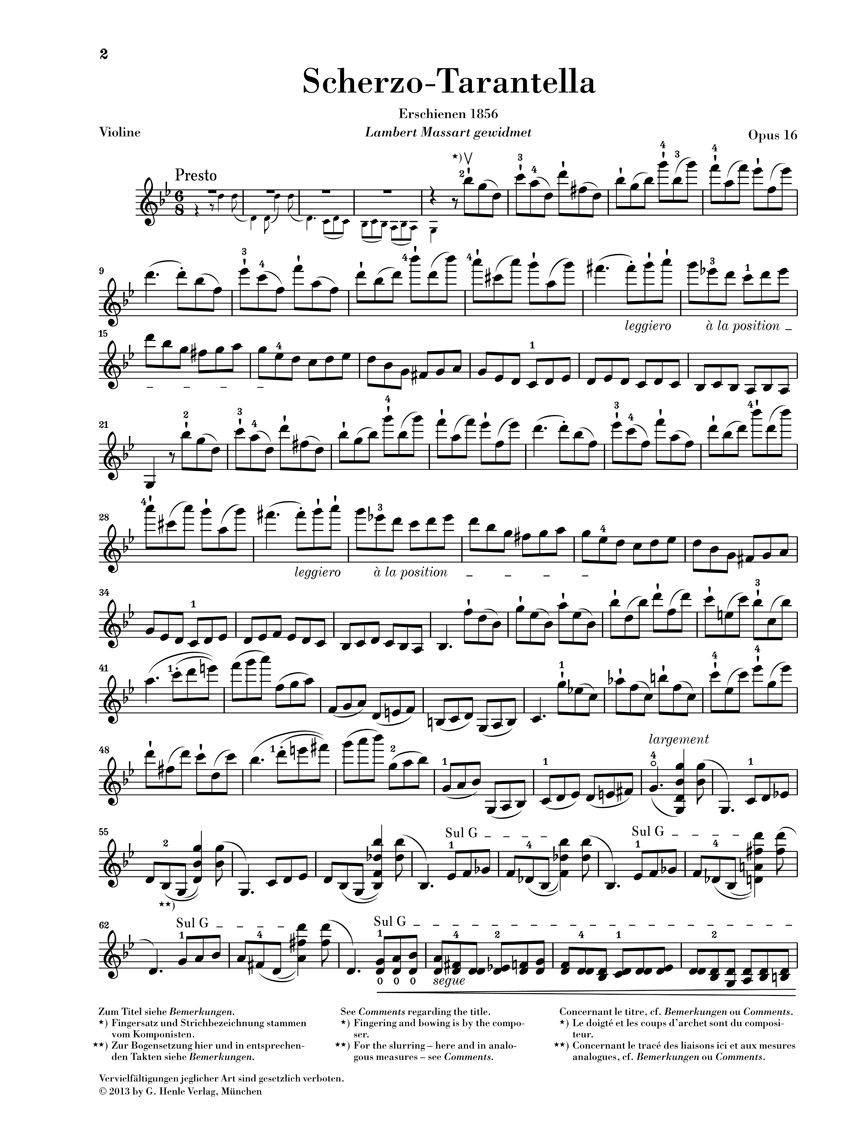 Anderes Coverbild Scherzo-Tarantella g-moll Opus 16 für Violine und Klavier