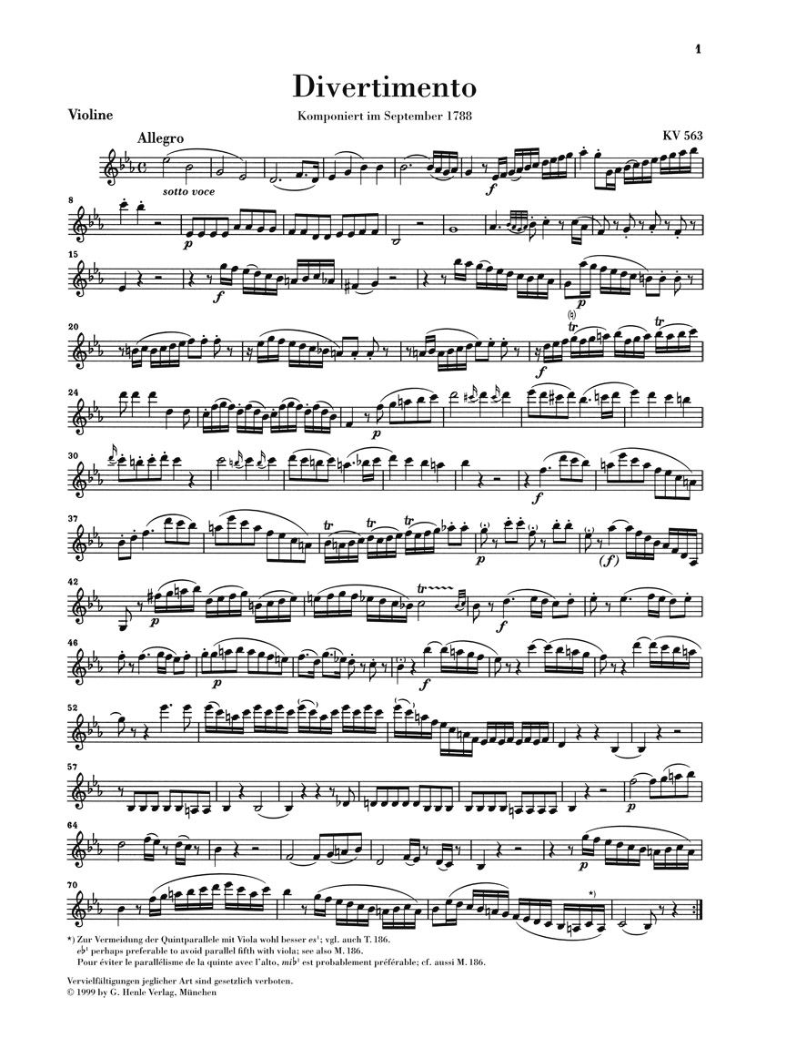 Anderes Coverbild Divertimento Es-dur KV 563 und Streichtrio (Fragment) G-dur KV Anh. 66 für Violine, Viola und Violoncello