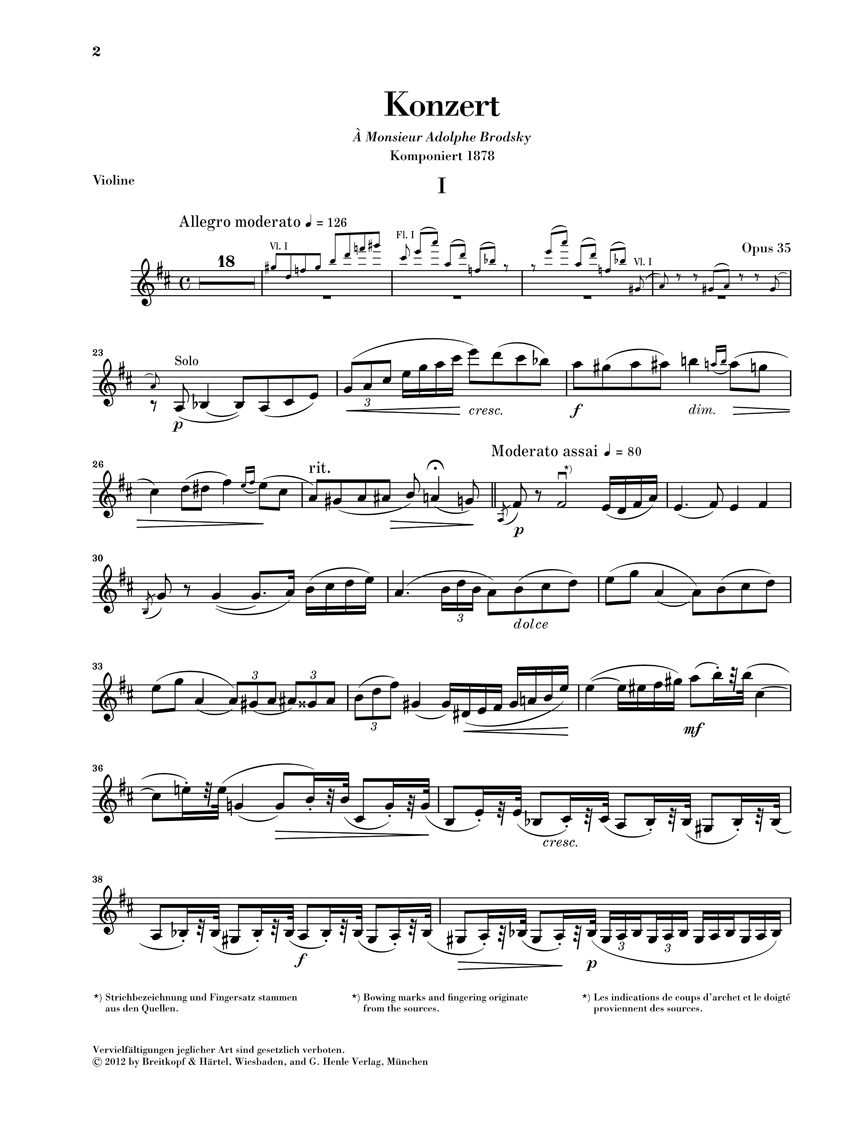 Anderes Coverbild Violinkonzert D-dur op. 35