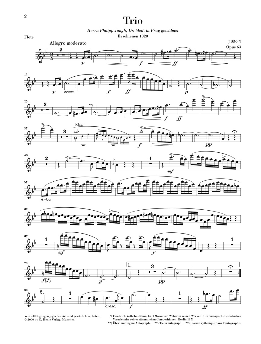 Anderes Coverbild Trio für Klavier, Flöte und Violoncello g-moll op. 63