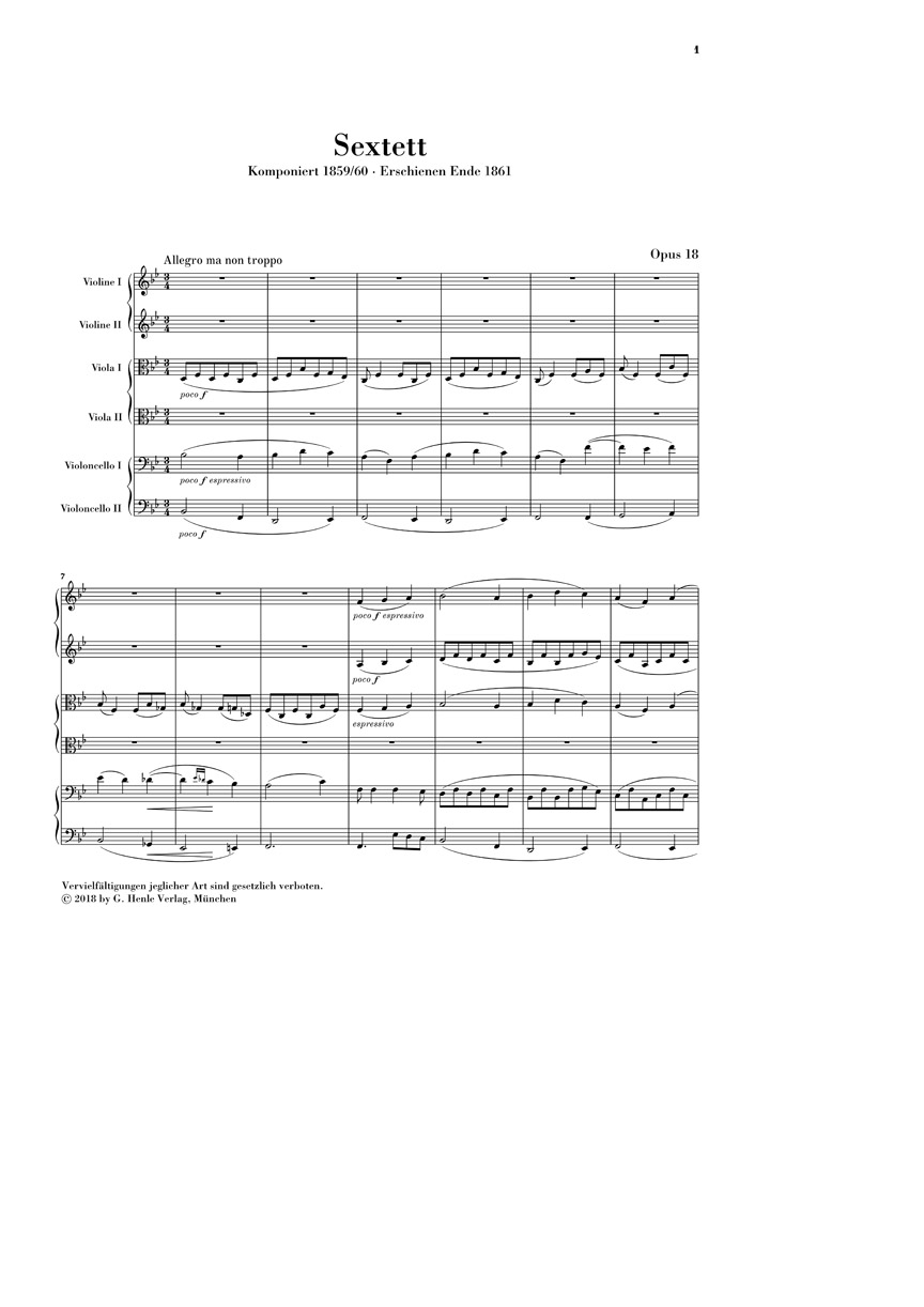 Anderes Coverbild Streichsextett Nr. 1 B-dur op. 18