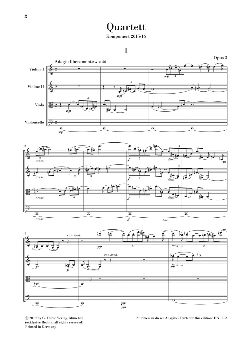 Anderes Coverbild Streichquartett op. 3