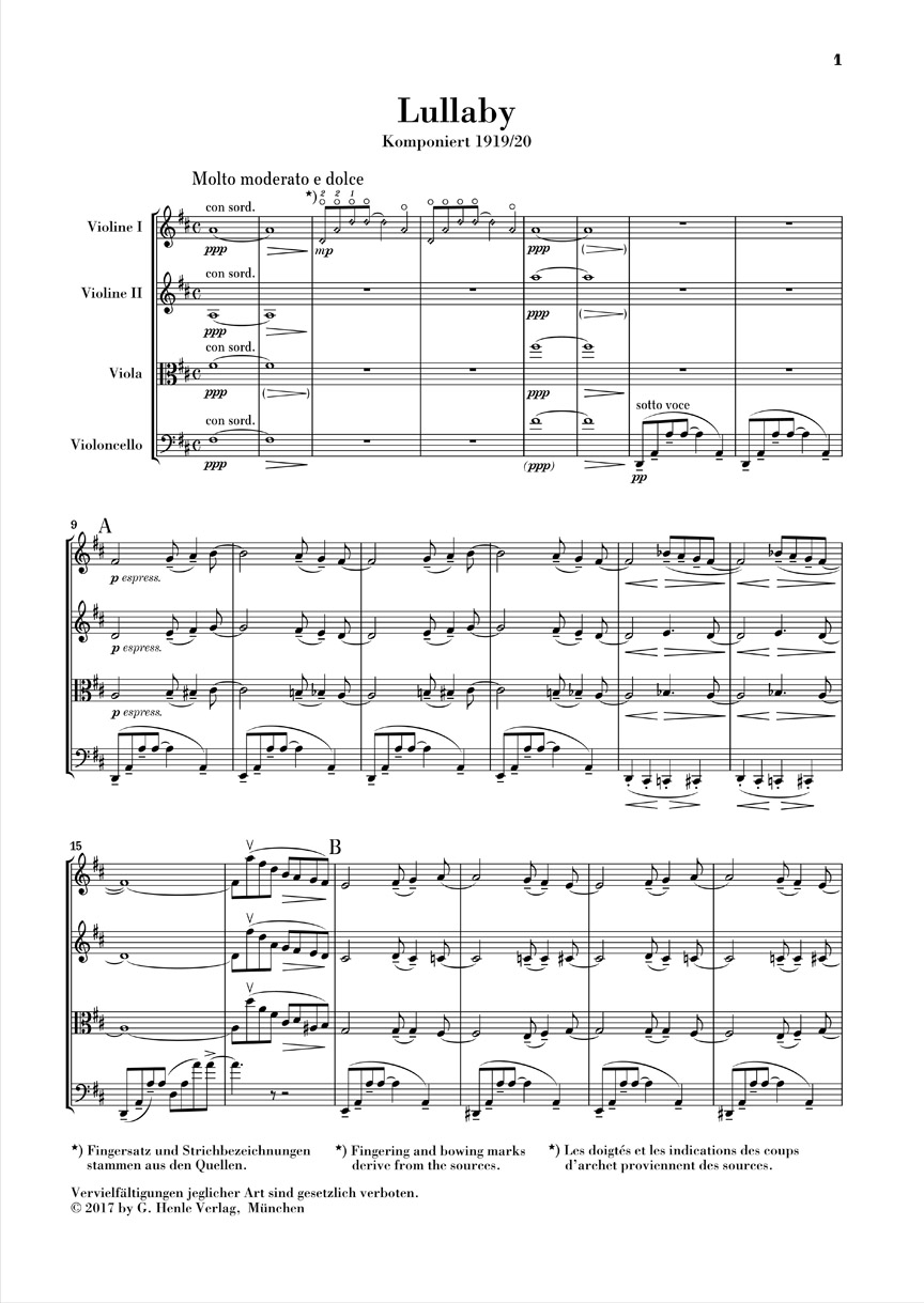 Anderes Coverbild Lullaby für Streichquartett