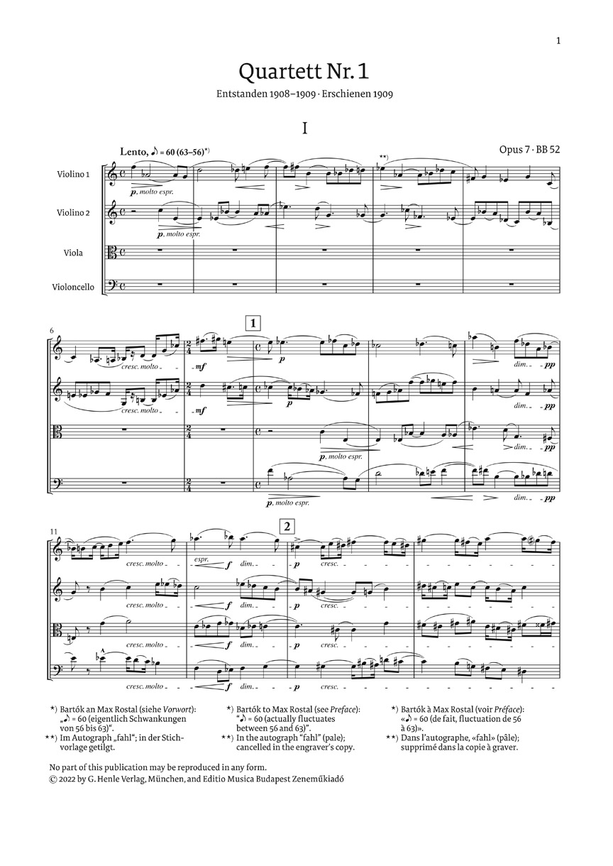 Anderes Coverbild Streichquartett Nr. 1 op. 7