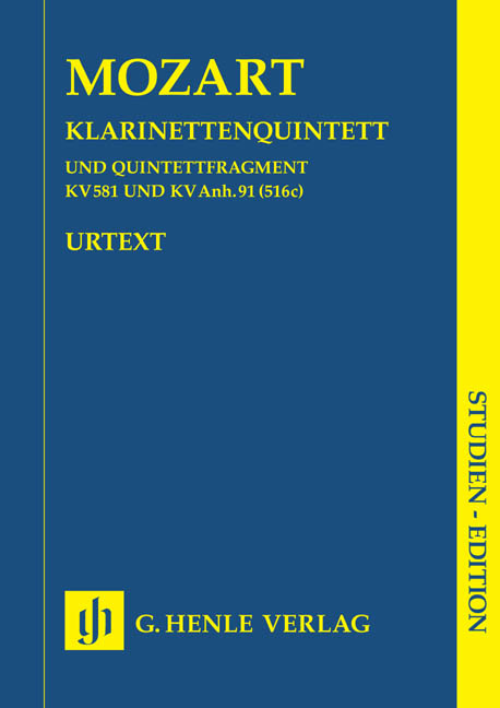 Vorderes Coverbild Klarinettenquintett A-dur KV 581 und Fragment KV Anh. 91 (516c)