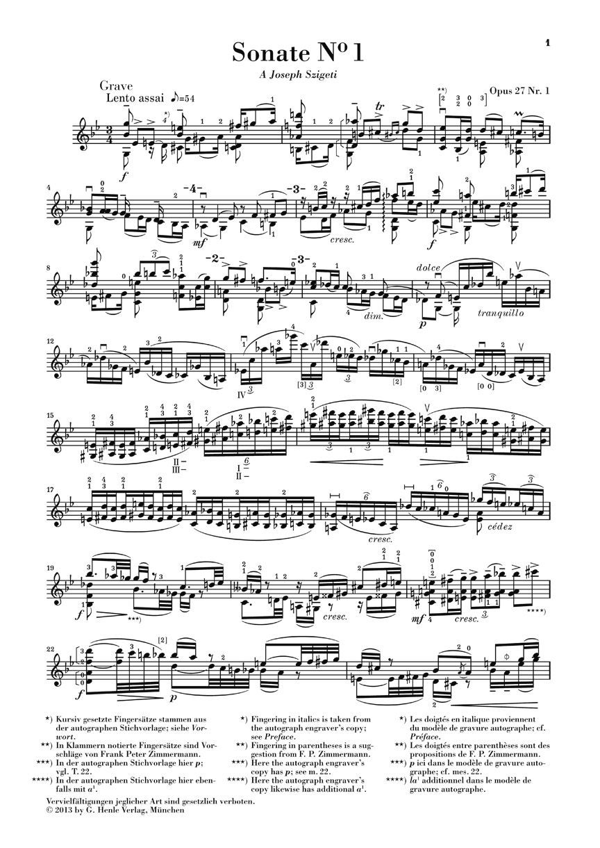 Anderes Coverbild Sechs Sonaten für Violine solo Opus 27