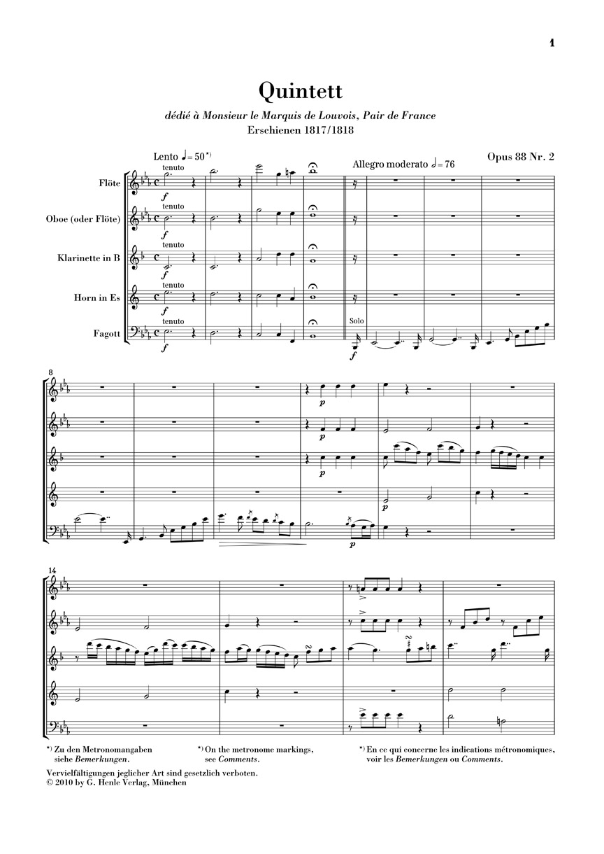 Anderes Coverbild Bläserquintett Es-dur op. 88,2