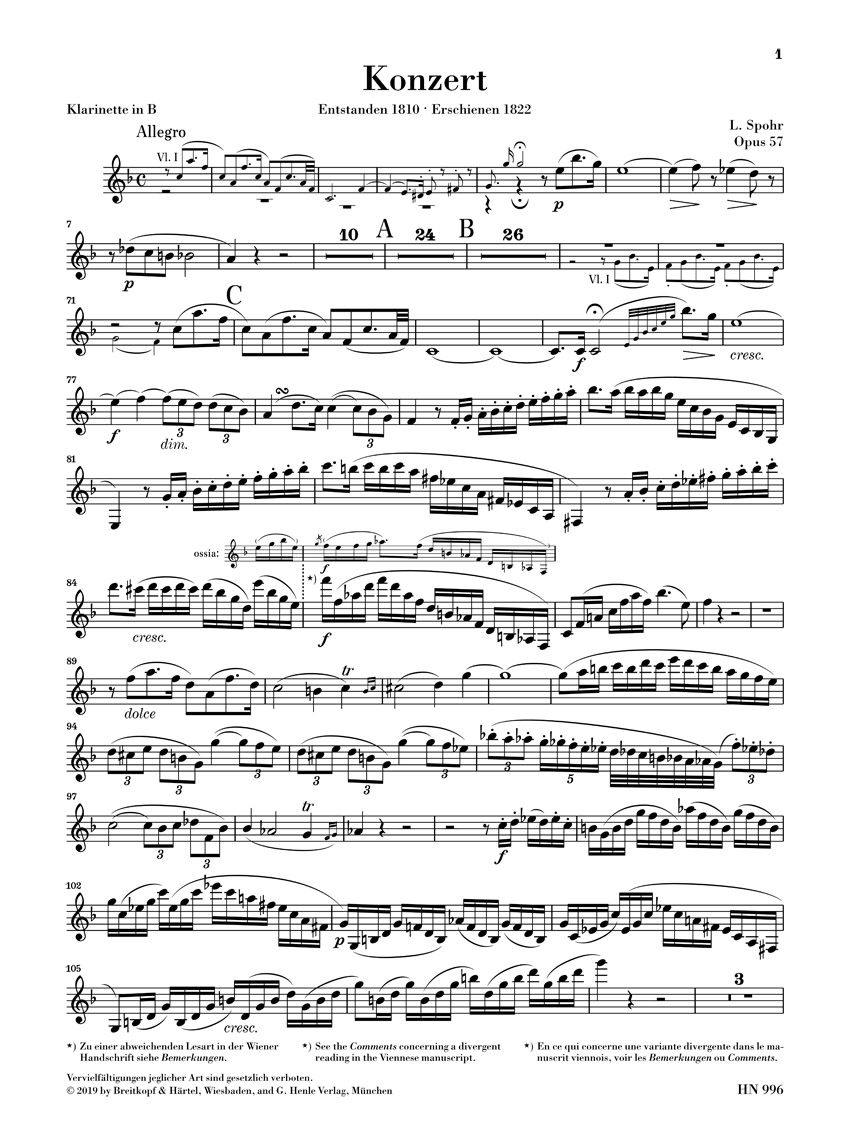 Anderes Coverbild Klarinettenkonzert Nr. 2 Es-dur op. 57