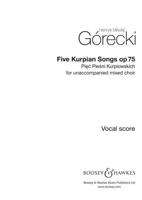 Vorderes Coverbild Five Kurpian Songs op. 75 (1928 - 1934)