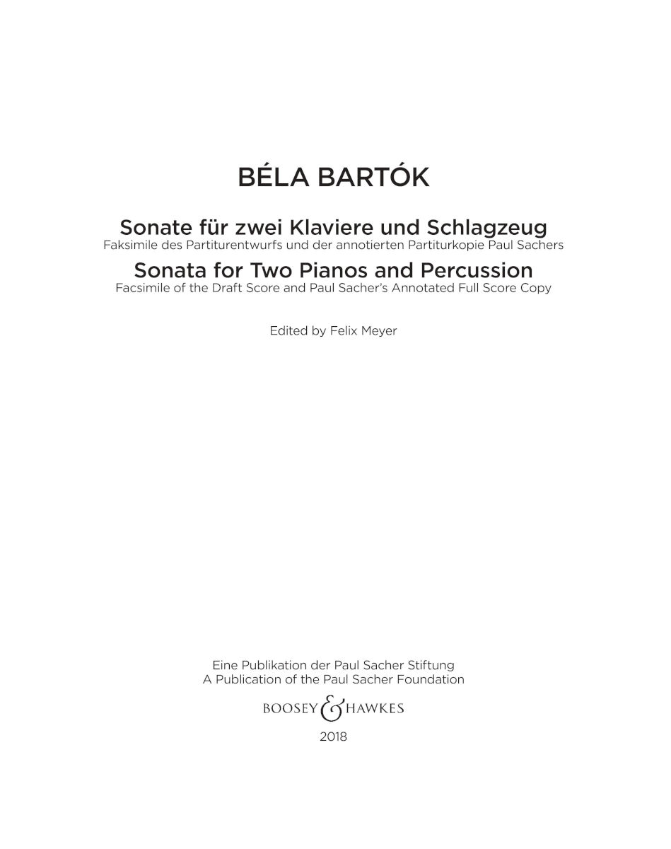 Anderes Coverbild Sonate für zwei Klaviere und Schlagzeug