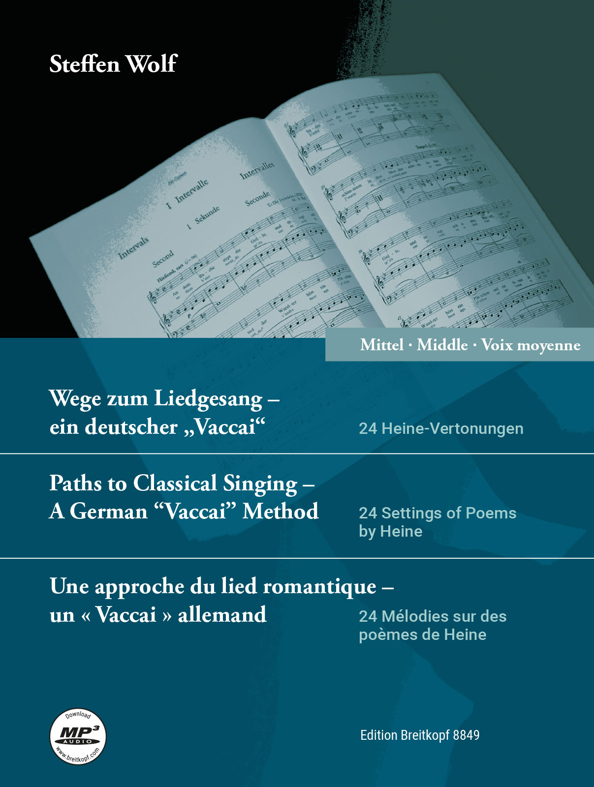Vorderes Coverbild Wege zum Liedgesang - ein deutscher 'Vaccai' - mittlere Stimme