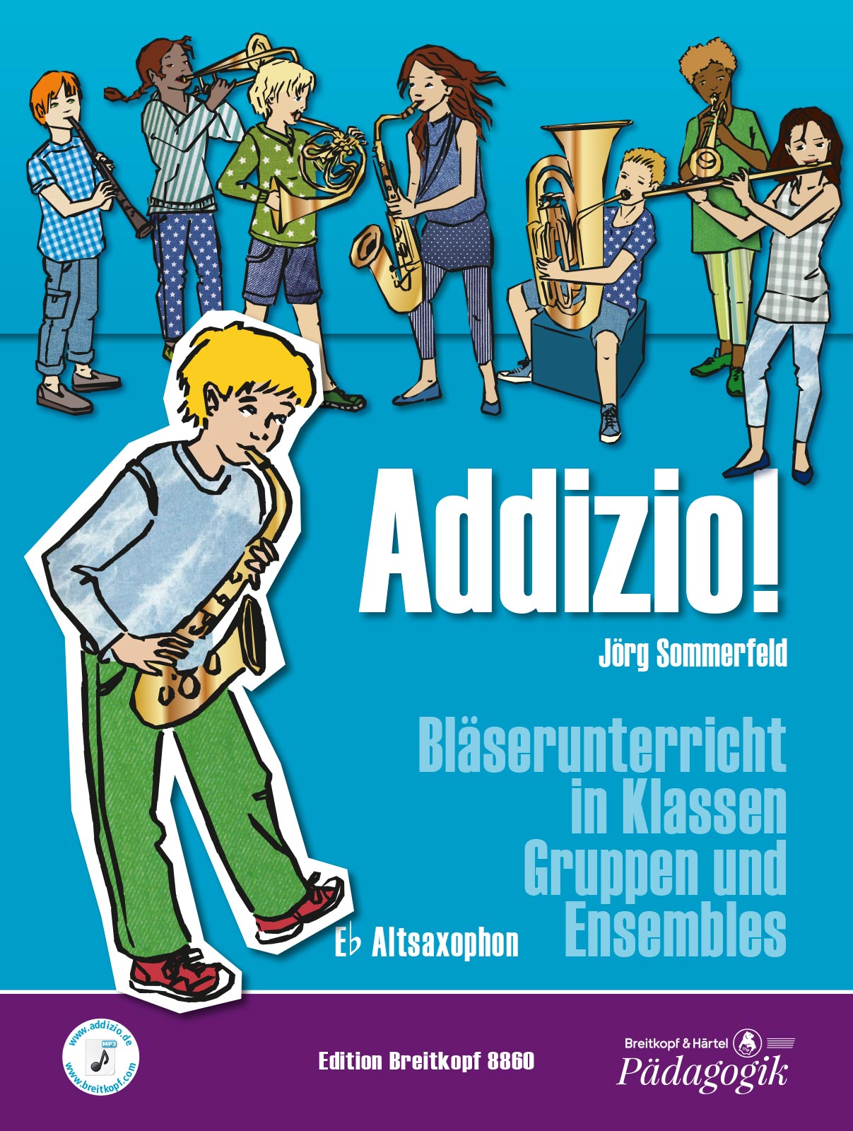 Vorderes Coverbild Addizio! Schülerheft Altsaxophon