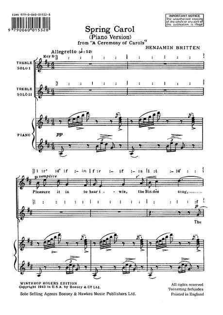 Vorderes Coverbild A Ceremony of Carols op. 28