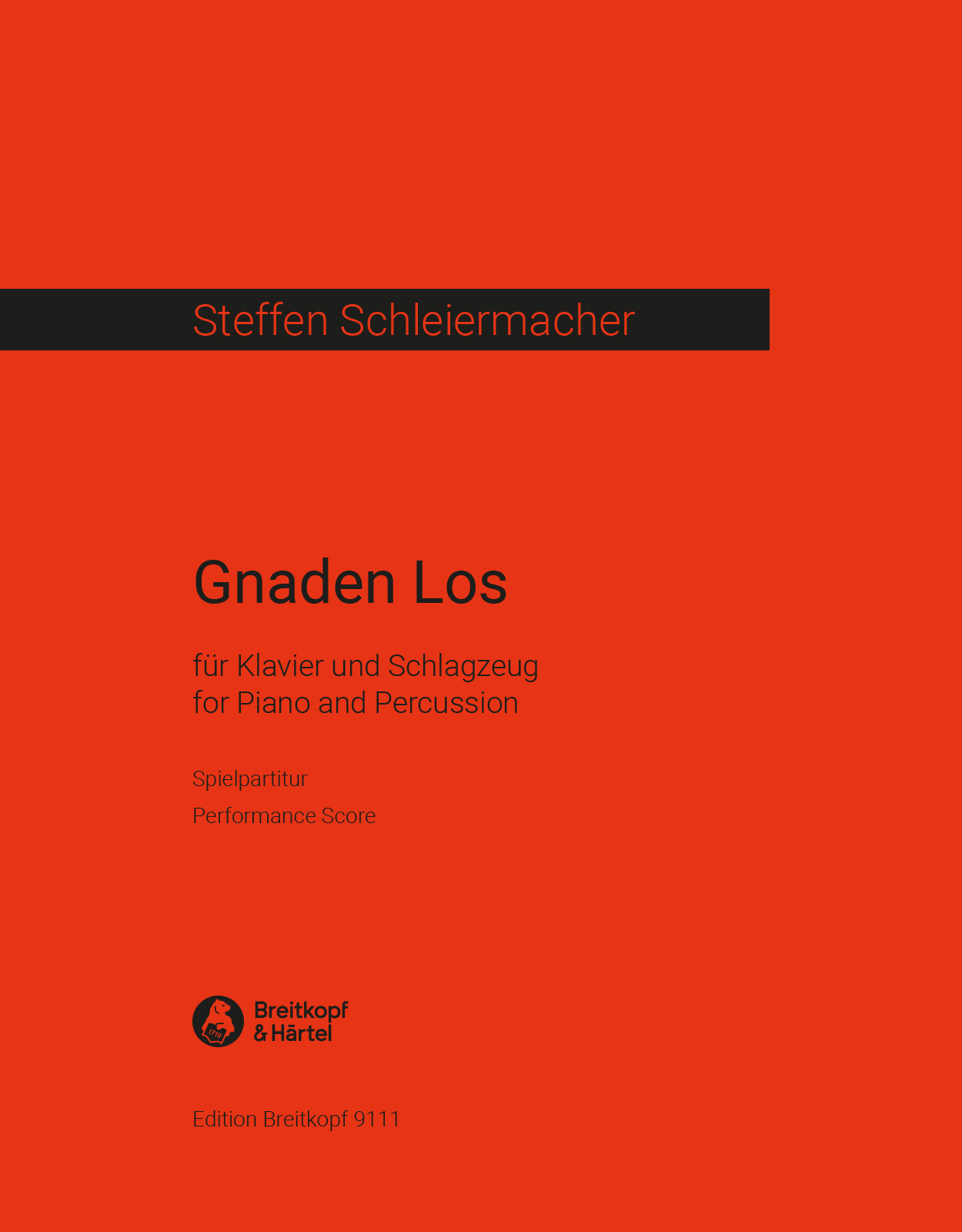 Vorderes Coverbild Gnaden Los für Klavier und Schlagzeug