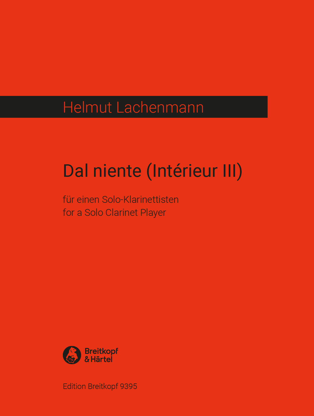 Vorderes Coverbild Dal Niente für einen Solo-Klarinettisten "(Intérieur III)" (1970)