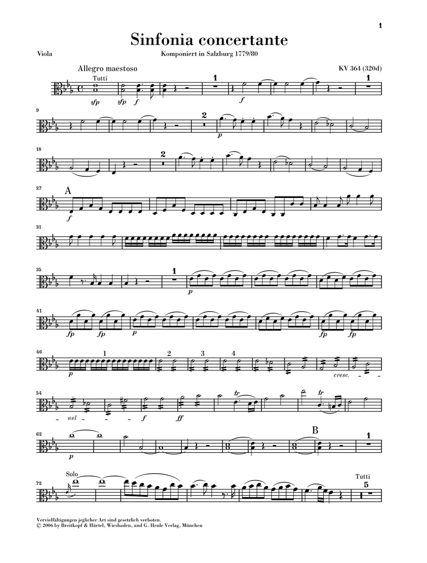 Anderes Coverbild Sinfonia concertante Es-dur KV 364