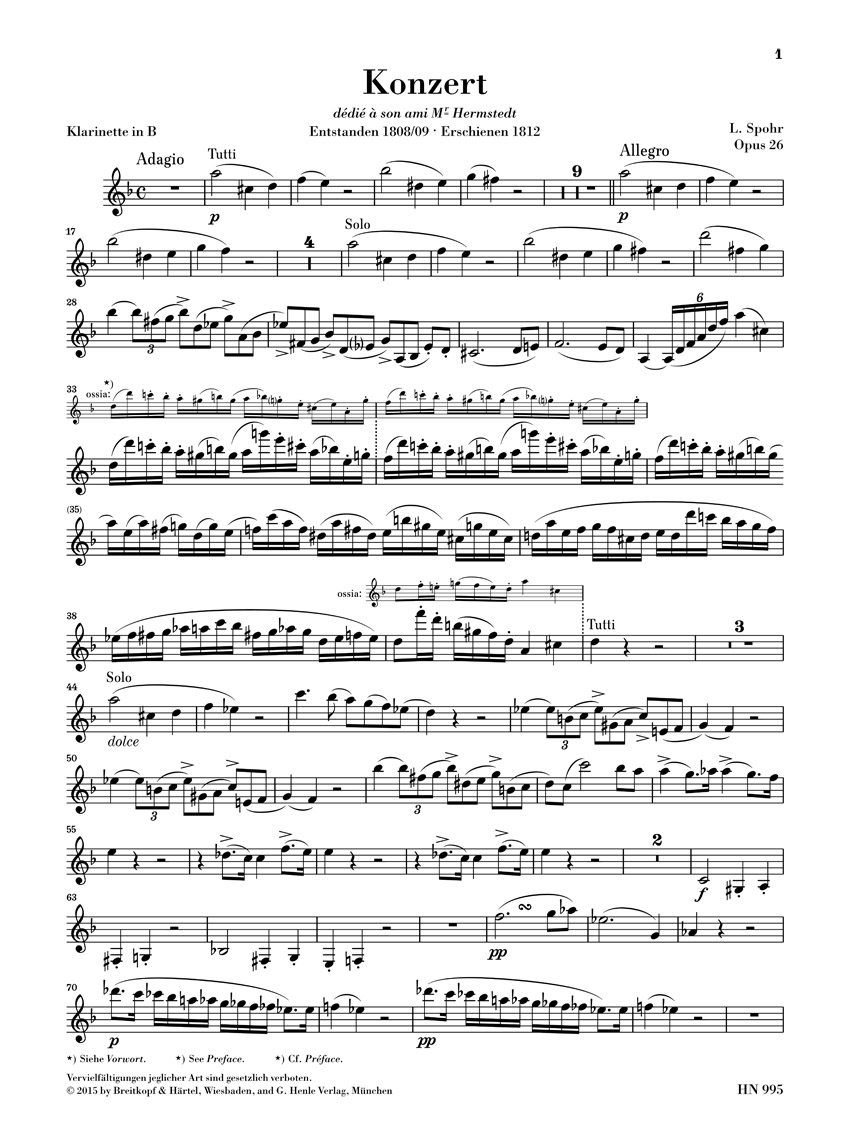Anderes Coverbild Klarinettenkonzert Nr. 1 c-moll op. 26
