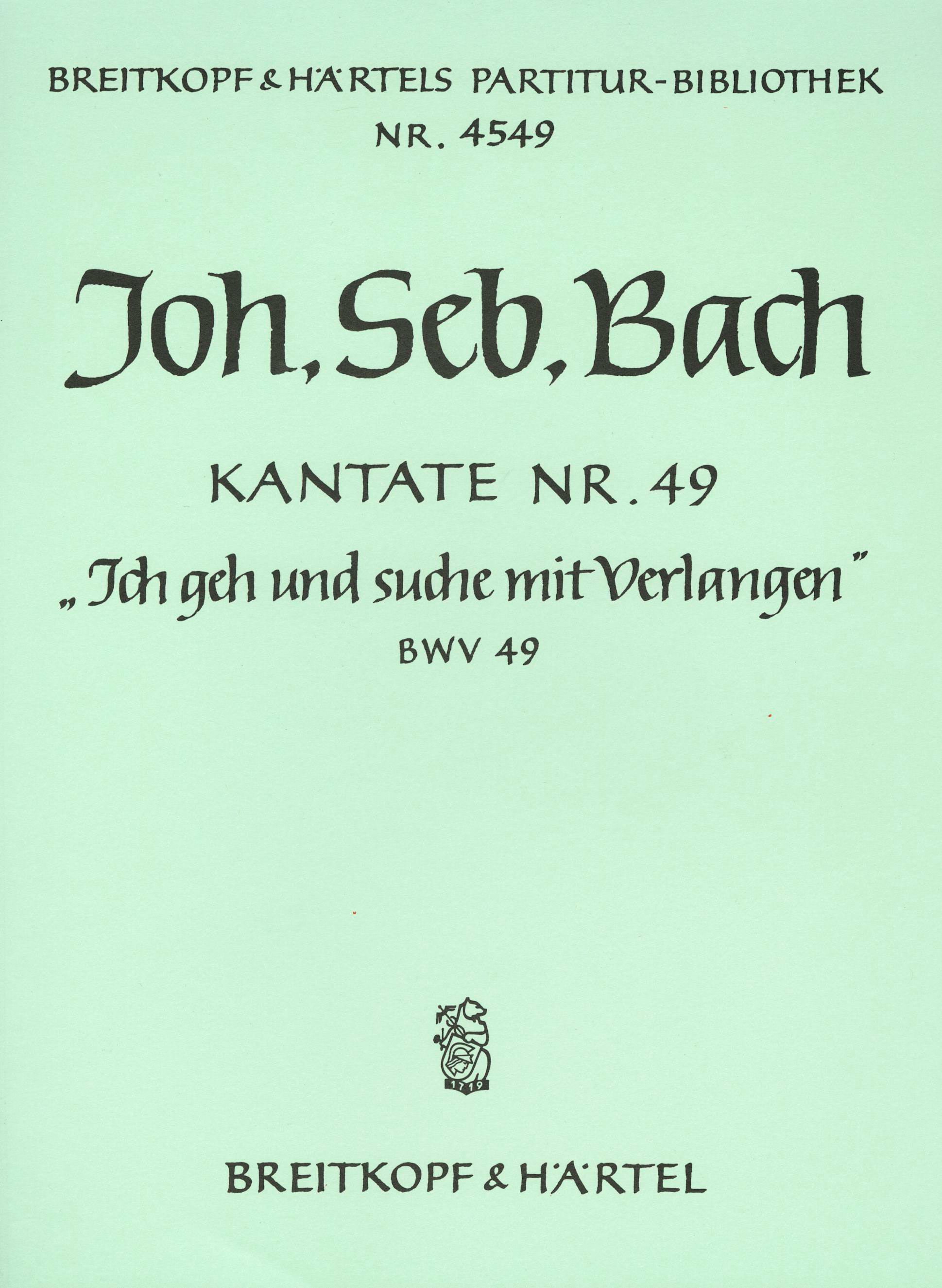 Vorderes Coverbild Kantate BWV 49 „Ich geh und suche mit Verlangen“