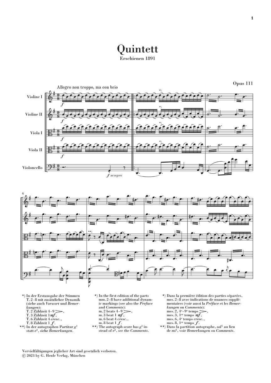 Anderes Coverbild Streichquintett Nr. 2 G-dur op. 111