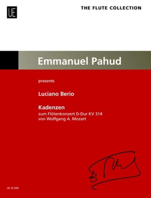 Vorderes Coverbild Kadenzen zum Flötenkonzert von Wolfgang A. Mozart für Flöte D-Dur KV 314 (1985)